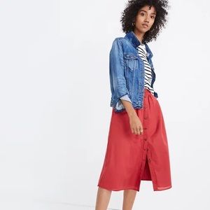 Madewell Palisade Button-Front Midi Skirt size 0